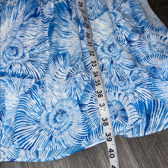 NEW Chico's $149 Chiffon Bell Sleeve Dress 1 blue and white seashells 6 smocked - Picture 6 of 11